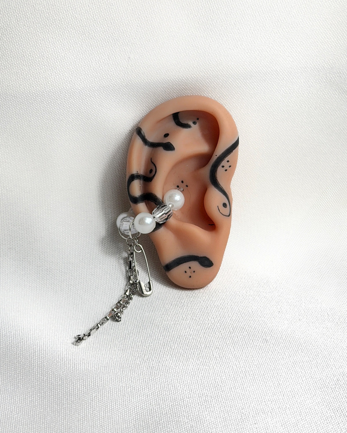 Earcuff perles argenté