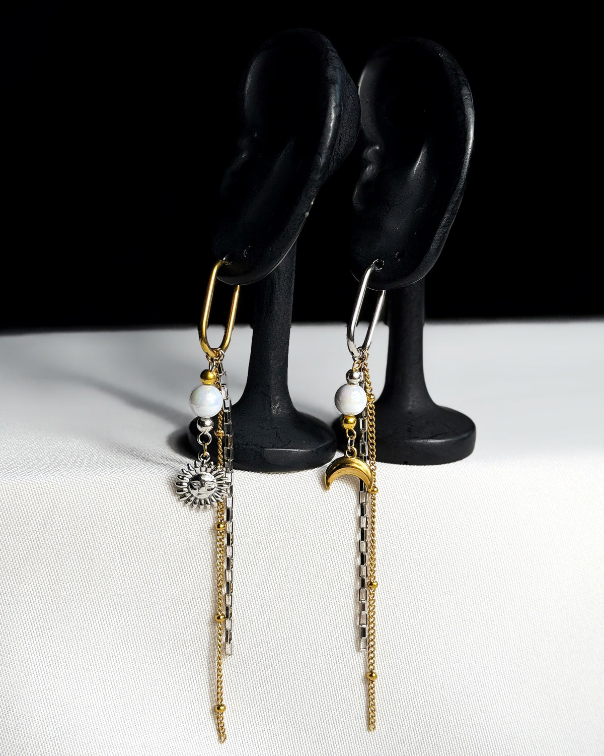 Paire de boucles d’oreilles mix doré & argenté