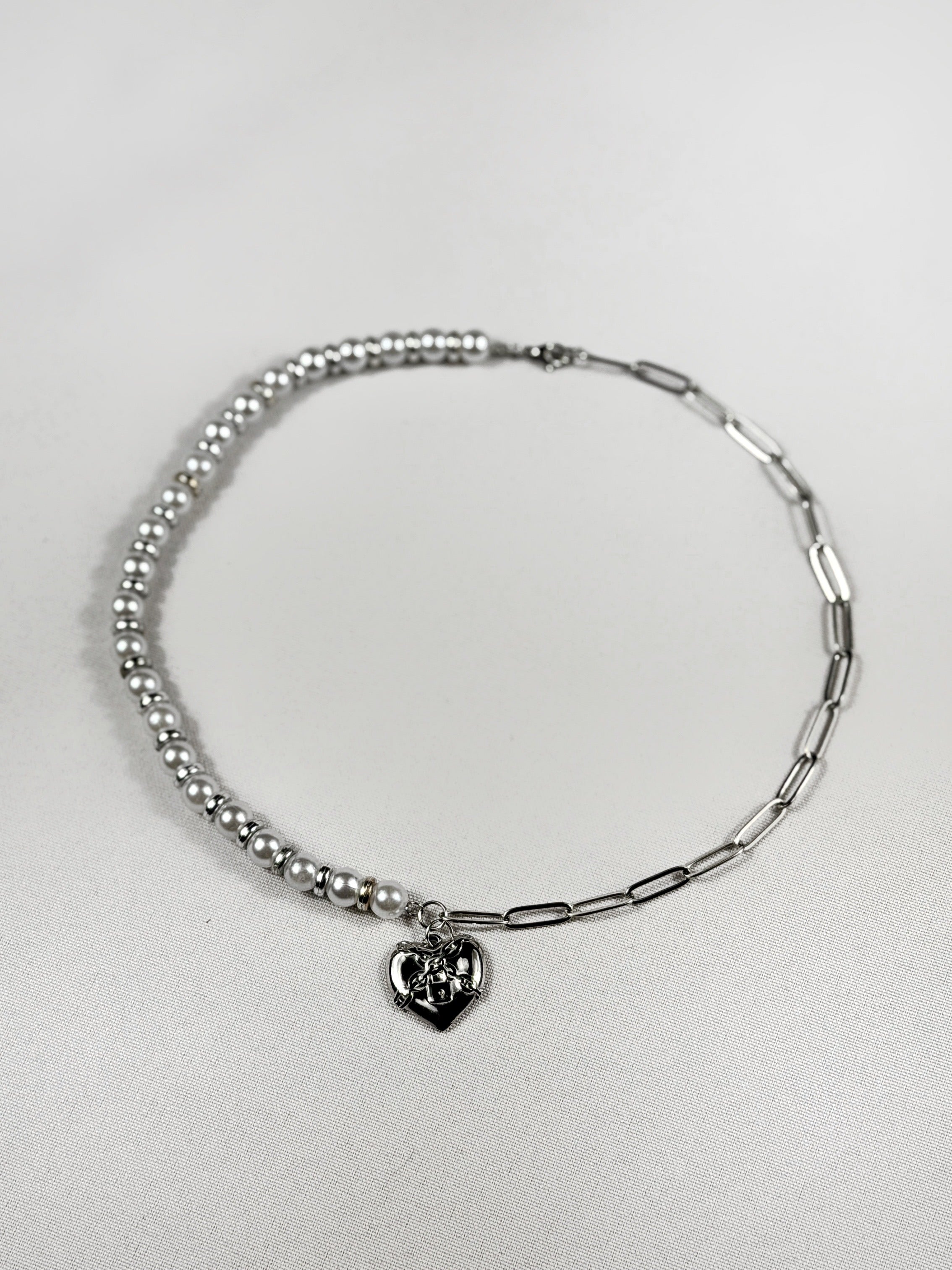 Collier perles argenté