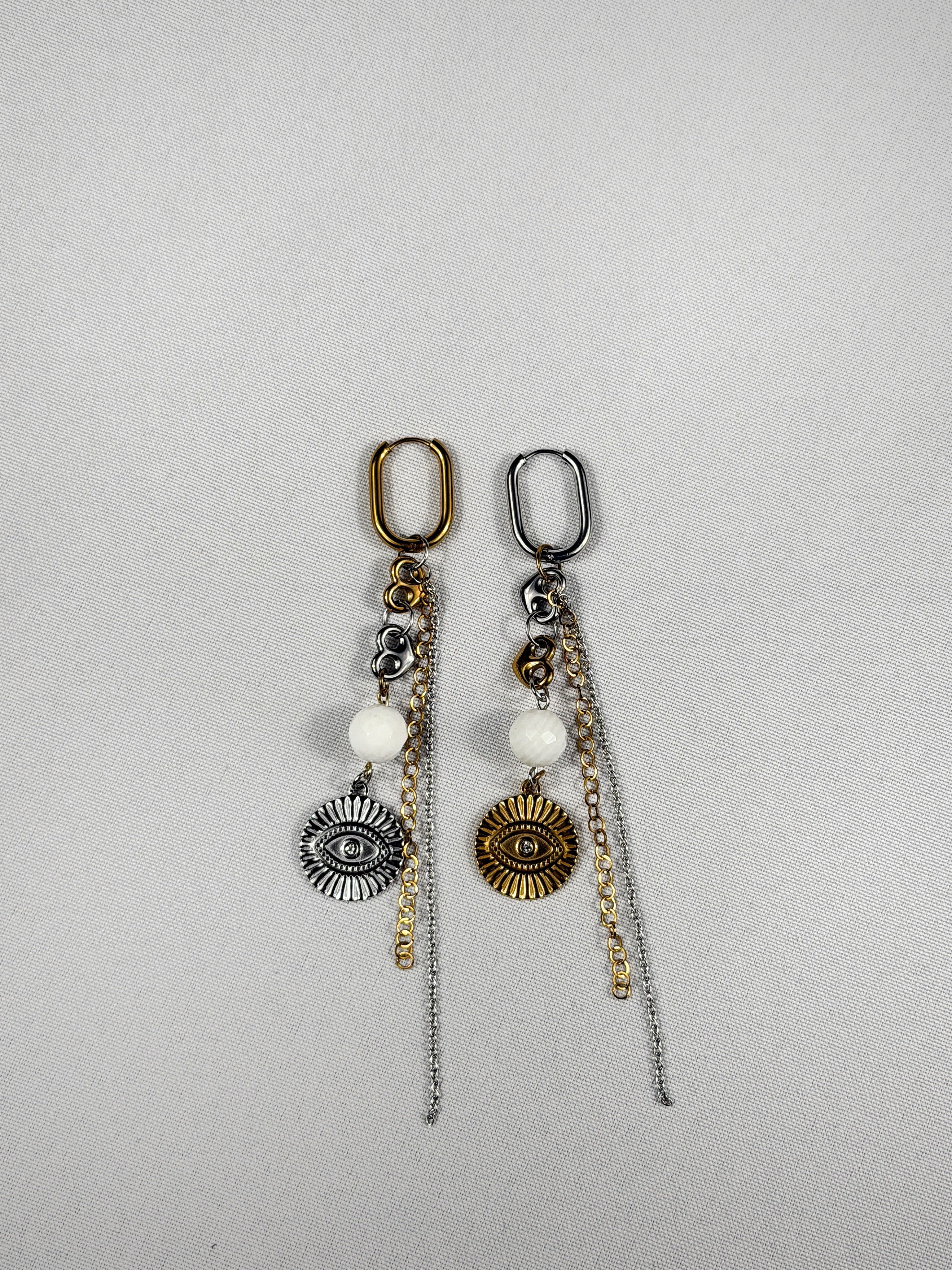 Paire de boucles d’oreilles mix doré & argenté