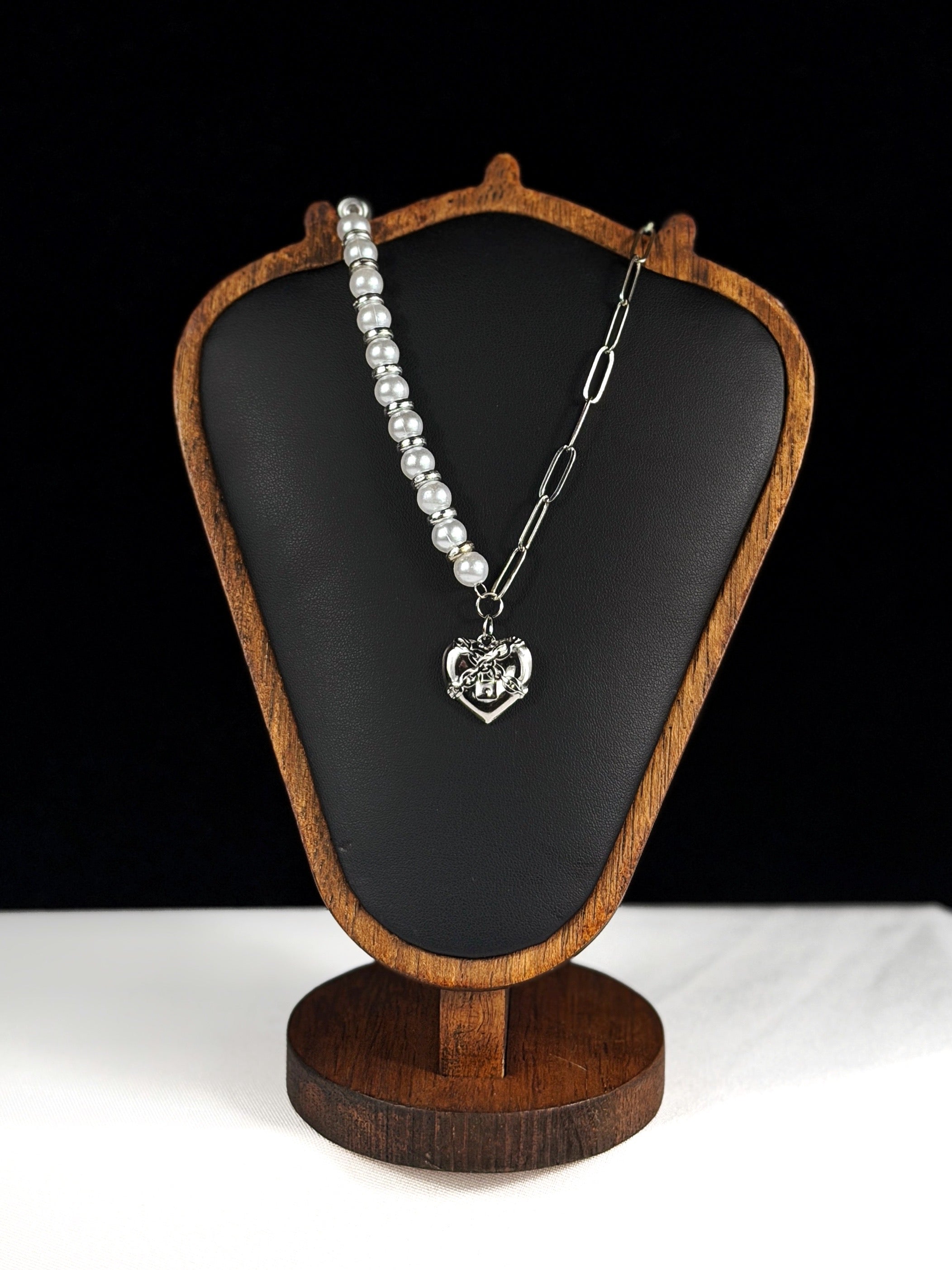 Collier perles argenté