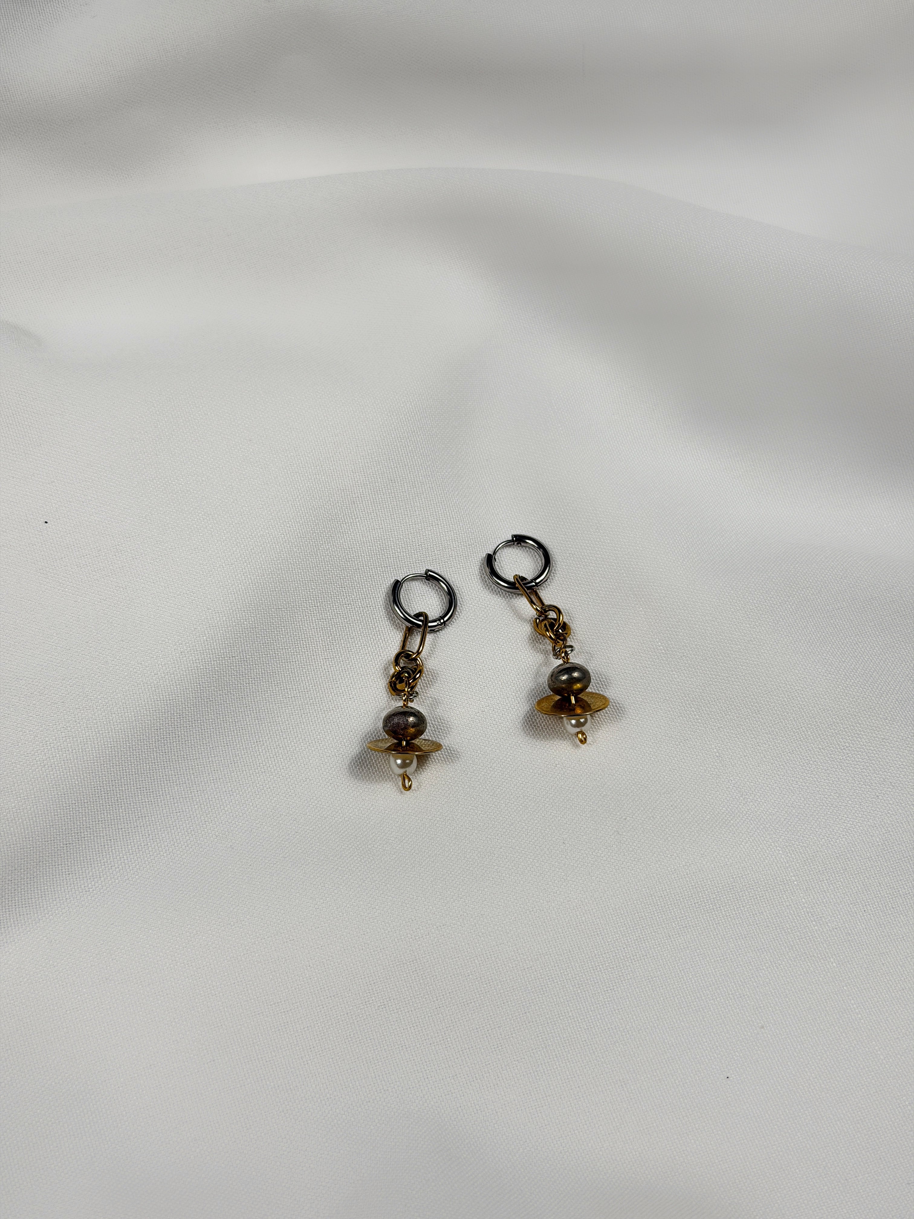 Paire de boucles d’oreilles mix dorés & argentés