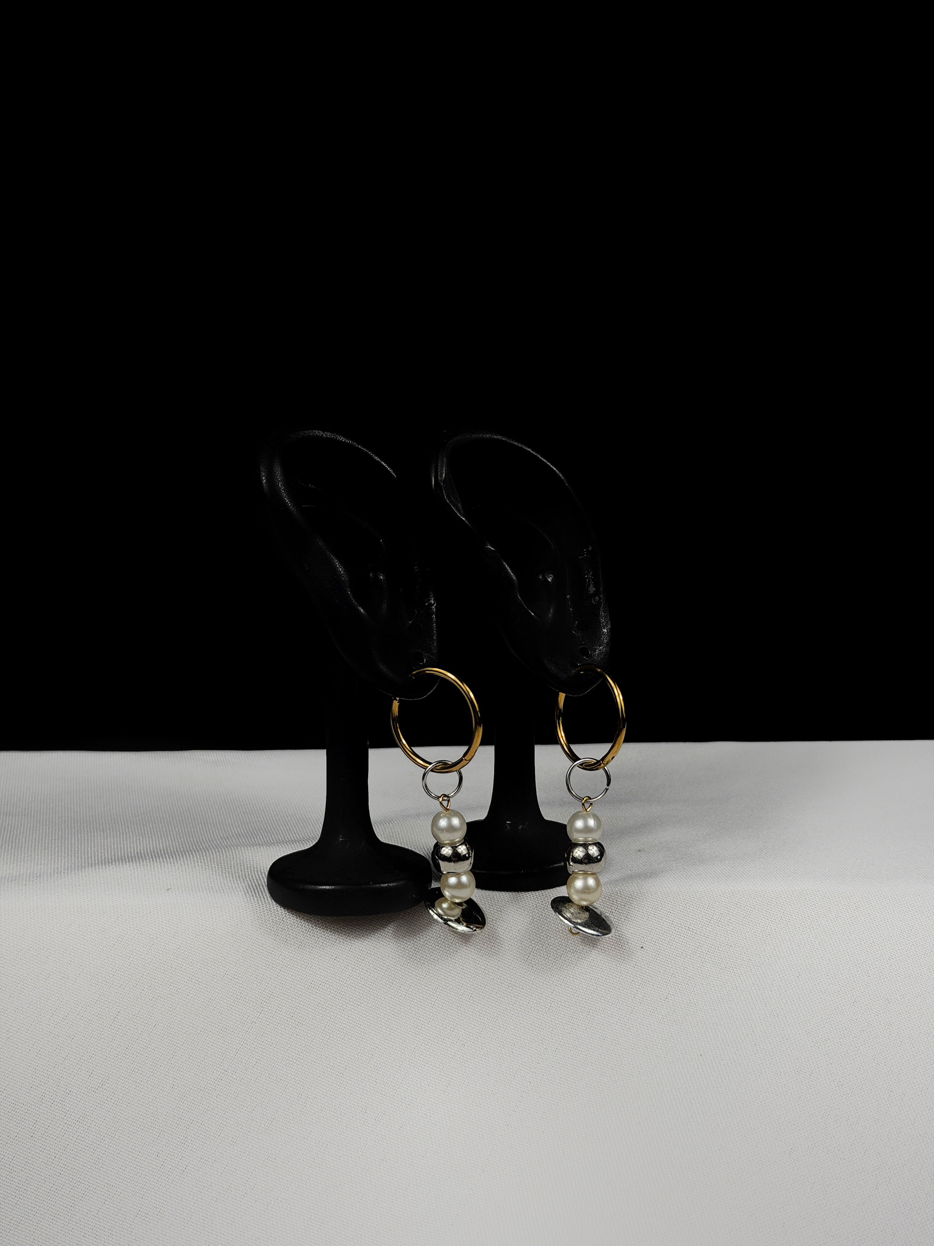 Paire de boucles d’oreilles mix doré & argenté